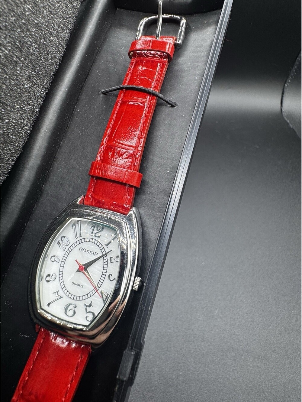 Gossip QVC Womens Quartz Watch Red Genuine Italian Leather Strap NIB Japan Movt